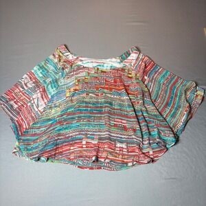 About a girl... Womens Multi Color Abstract Geometric Top Size M Sheer Cover